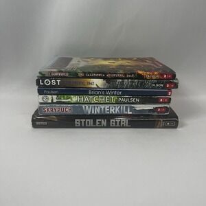 Lot of 6 Young Adult Books Winterkill, Hatchet, Stolen Girl, Lost in the Pacific